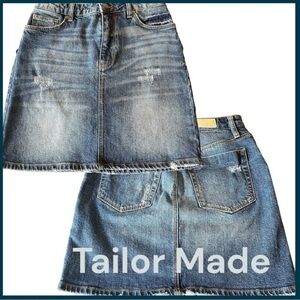 Tailor Made Distressed Denim Mini Jean Skirt (27)
